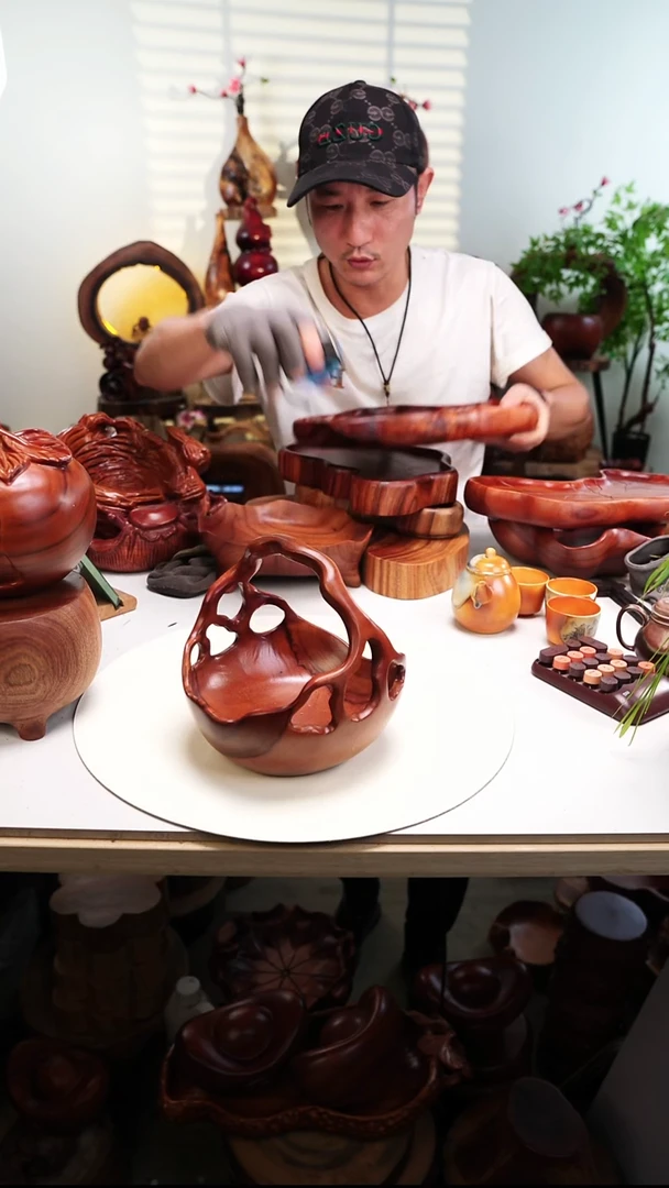 木香樟木摆件/小提篮