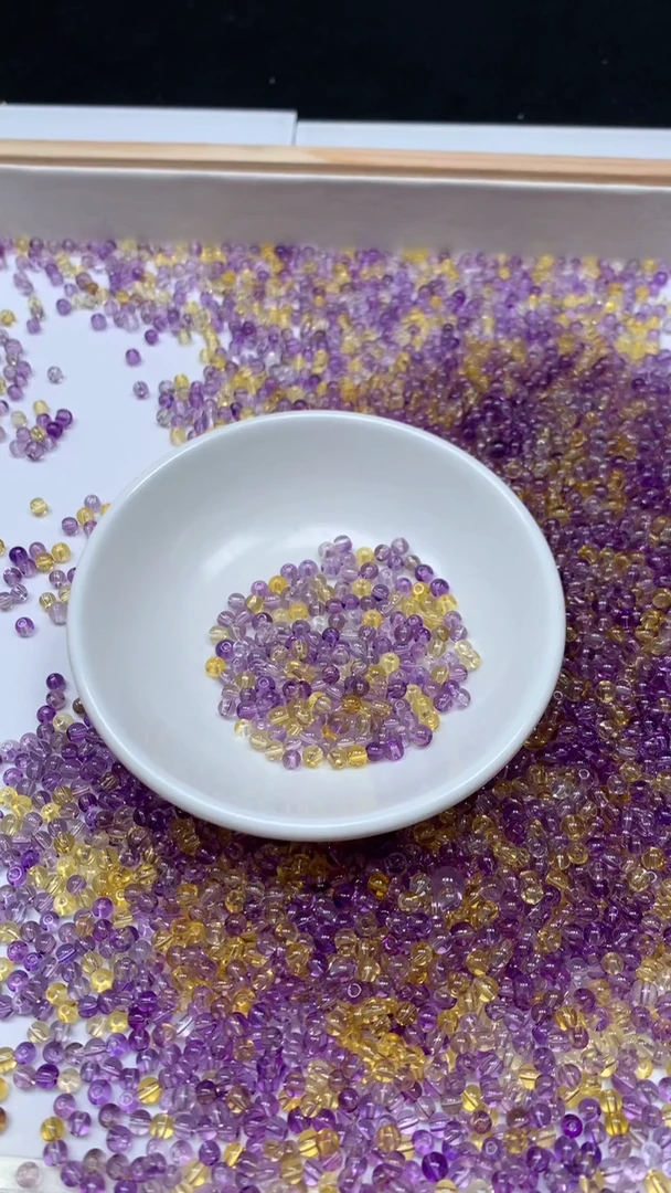 未镶嵌珠宝半成品水晶M579 紫黄水晶4mm25个8元