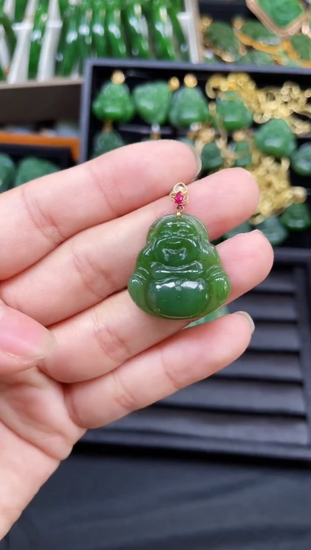 【闪购商品】和田玉吊坠18K金镶嵌 多样性发一