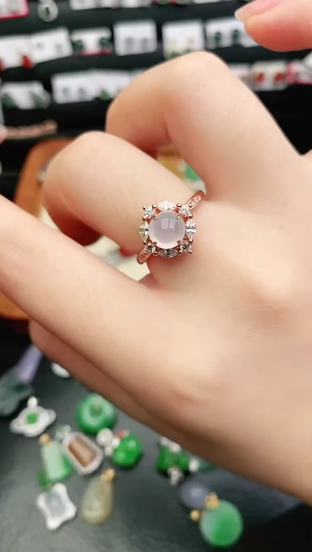 翡翠戒指银S925镶嵌戒指