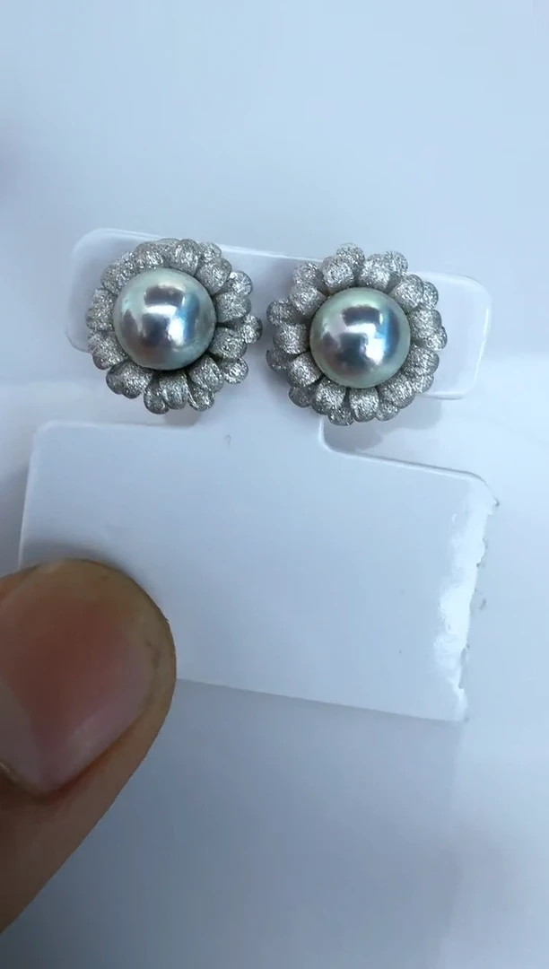 【闪购商品】海水珍珠耳饰银S925镶嵌耳钉