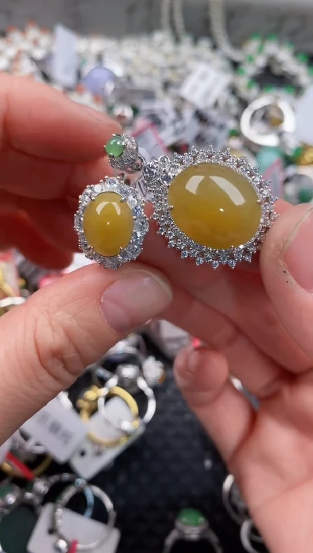 银S925镶嵌戒指翡翠7777                  8