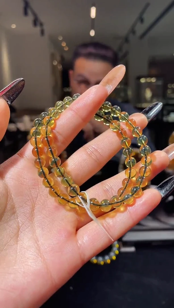 琥珀颈饰未镶嵌缅甸琥珀金蓝手串多样性发其一