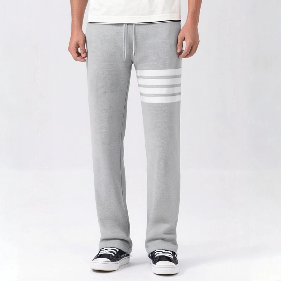 T经典潮流tb直筒宽松款纯棉长裤TB休闲裤运动裤抽绳平脚裤条纹