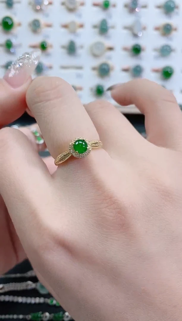 银S925镶嵌戒指翡翠天然翡翠