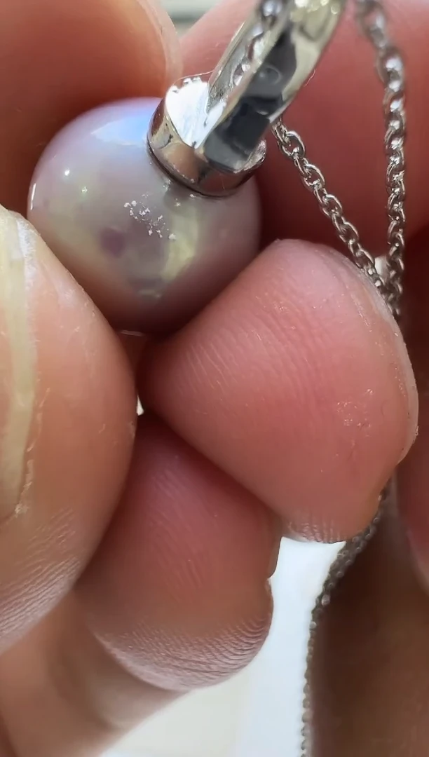 淡水珍珠银S925镶嵌吊坠(赠链)11-12mm