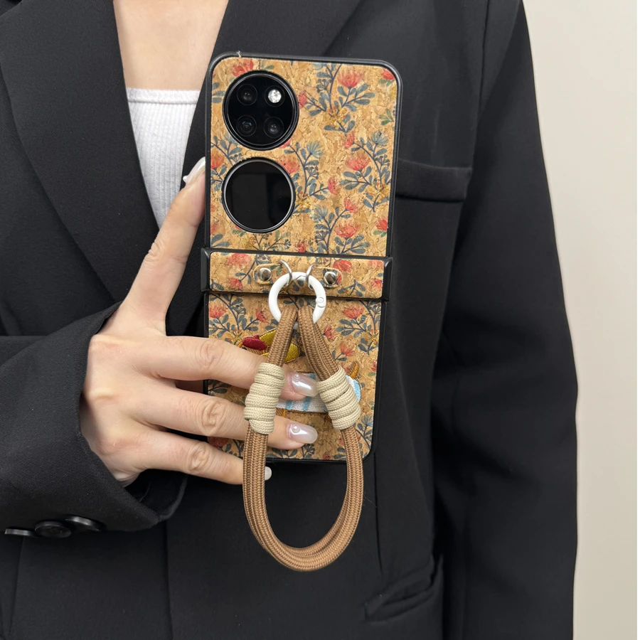 适用于华为pocket2手机壳秋冬p50pockets腊肠狗mixflip复古小红花