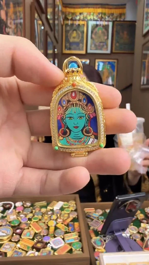 吊坠绿度母-热贡纯手绘唐卡