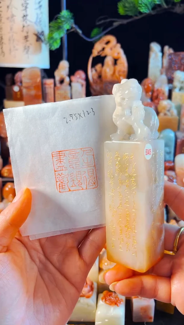 老挝石印石手工篆刻《将进酒》