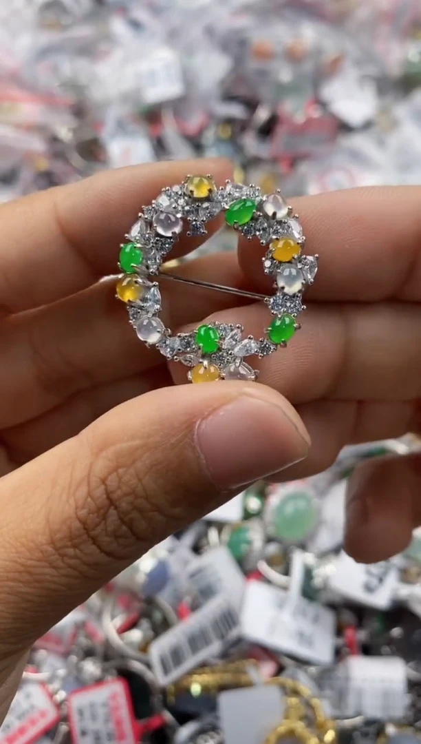 银S925镶嵌戒指翡翠444            31