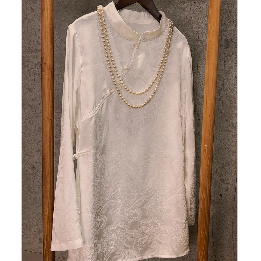 【爱琴海】复古中式棉质提花上衣MX8132