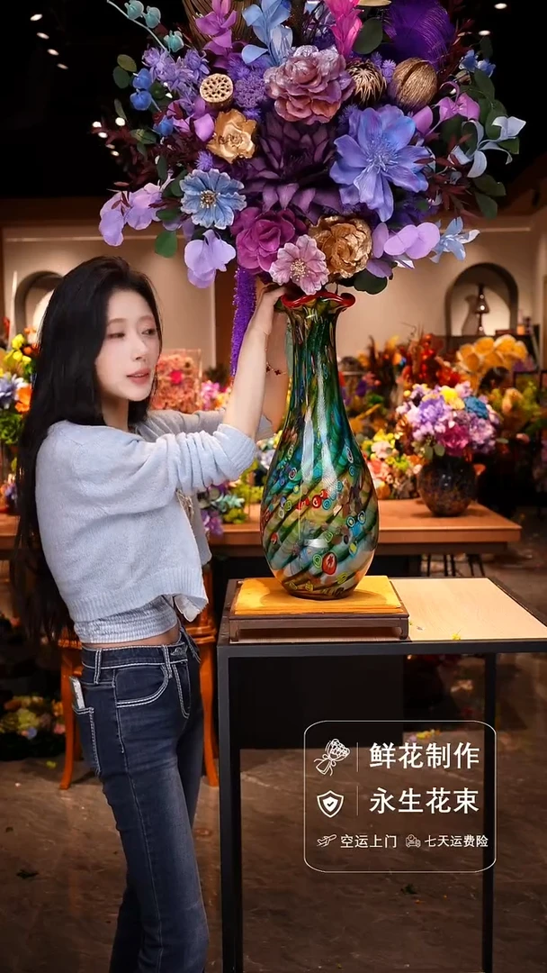 琉璃瓶手工花器花束空运包邮送货上门-以图片为准