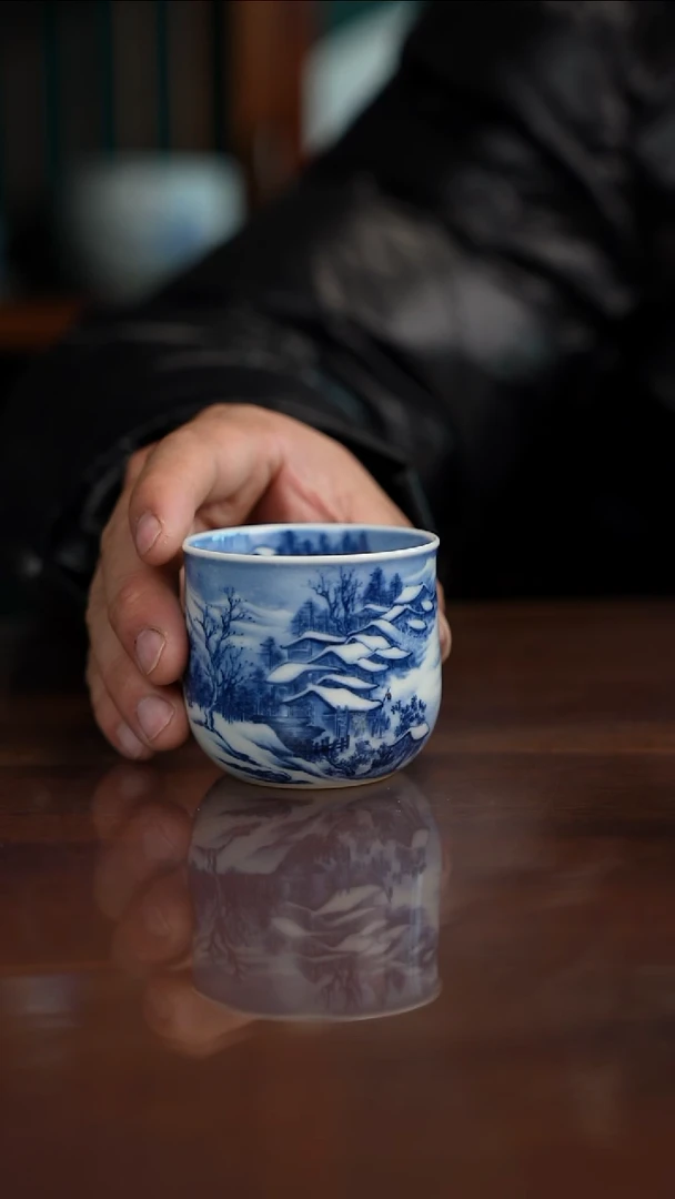 景琳藏青花北派山水雪景古寨