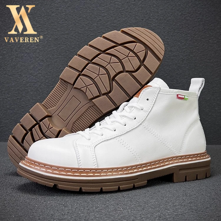 潮鞋真皮高帮鞋马丁靴男鞋2025新款工装靴子英伦风男士白色马丁靴