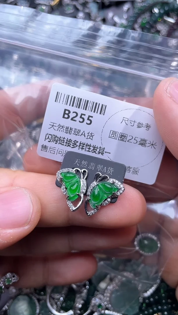 【闪购商品】翡翠颈饰未镶嵌B255耳钉