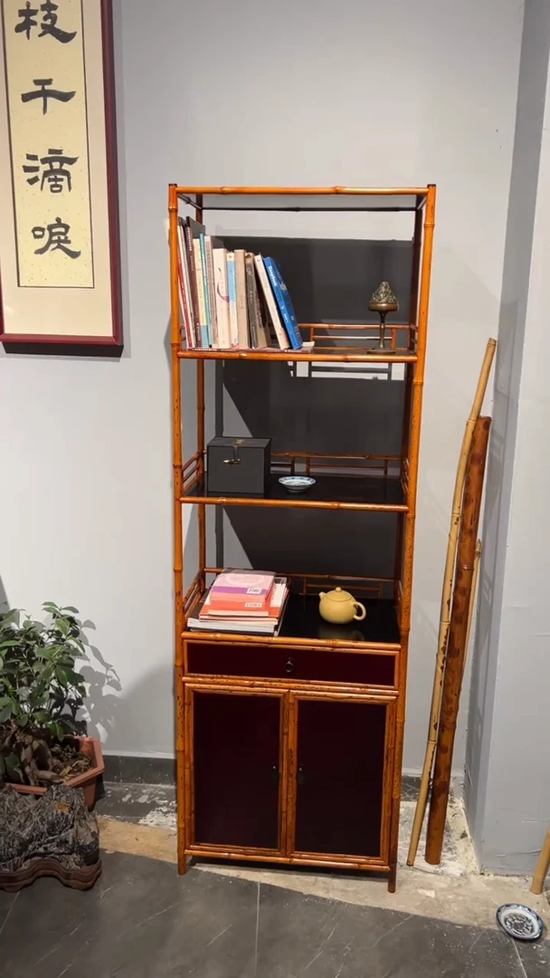 竹梅鹿竹书架置物架