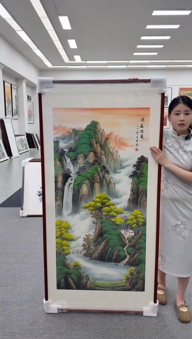 国画手绘 源远流长 172*85 对联 172*48