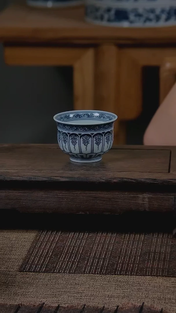 杯折葵非器手工手绘宝相炉式杯