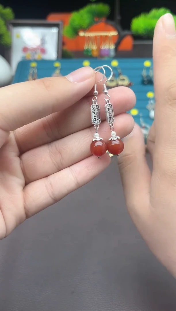 【闪购商品】南红玛瑙耳饰银S925镶嵌730000