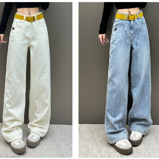 5011（T）设计感牛仔裤高街浅色水洗休闲显瘦阔腿裤