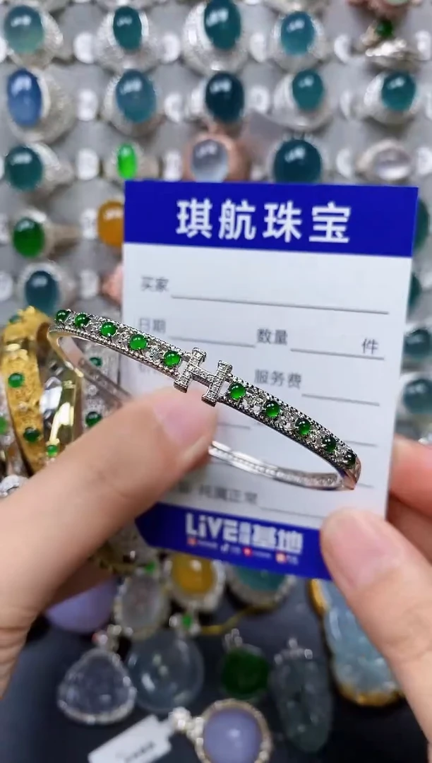 【闪购商品】翡翠手镯银S925镶嵌0462