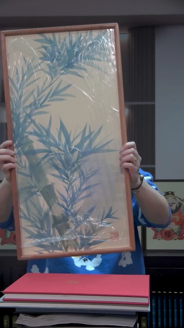 国画文创不落名绘画-实木框-       竹子