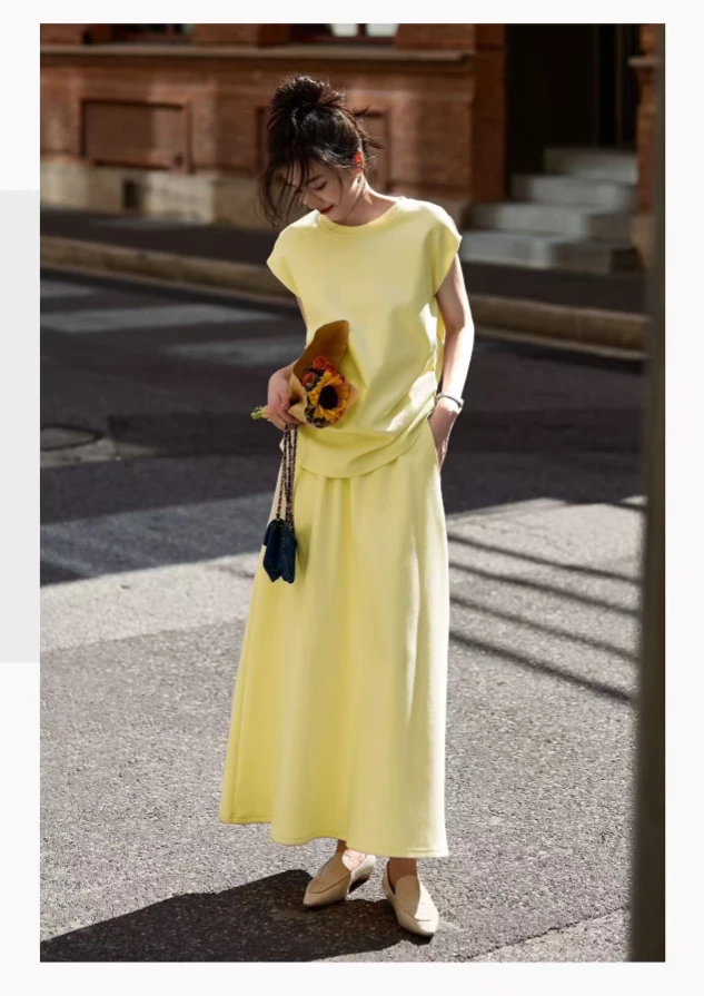 2025新款秋款轻熟时尚显瘦小飞袖气质长裙套装 666-2523 CC