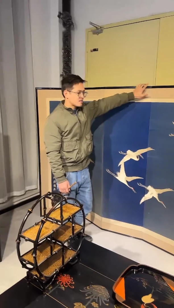 飞鹤屏风大漆漆器大漆漆器