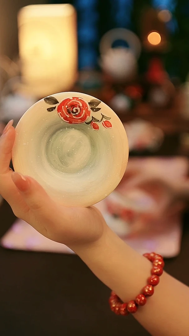 青云茶斋陶瓷茶具落日玫瑰杯垫