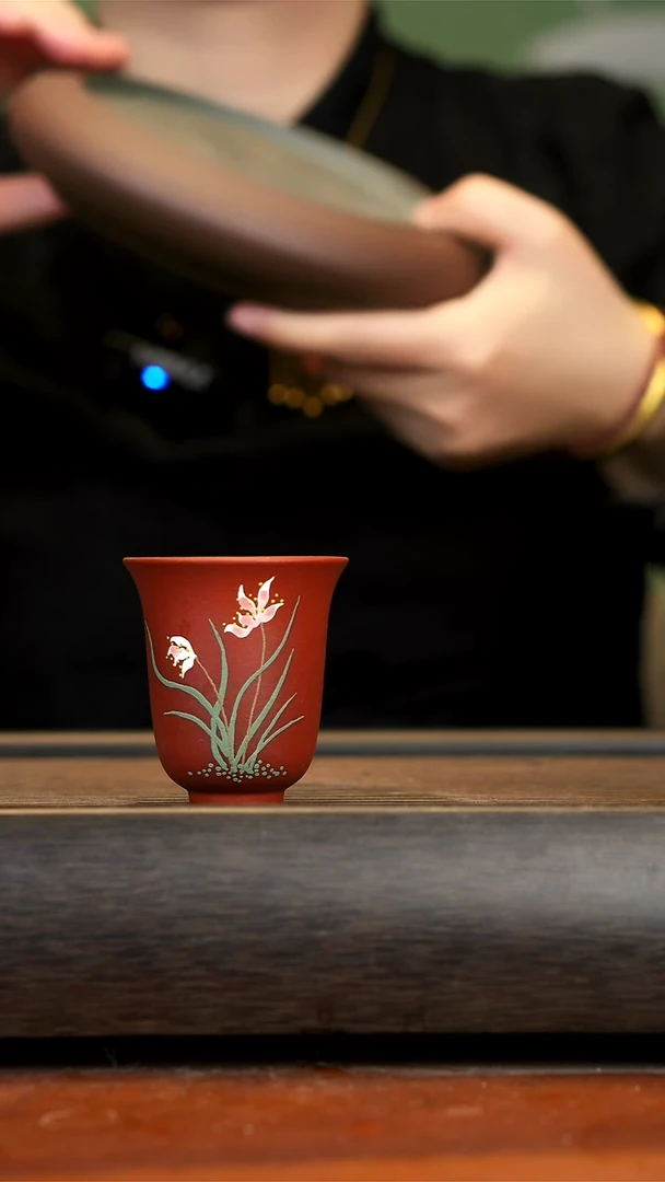 【闪购商品】紫砂茶壶朱泥兰花杯