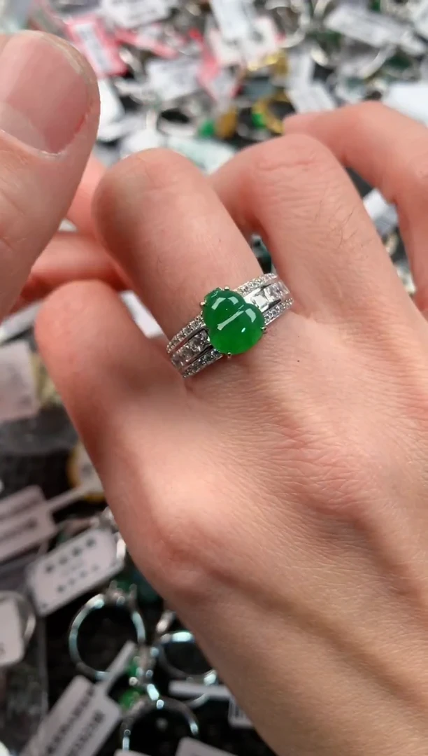 银S925镶嵌戒指翡翠111111   4