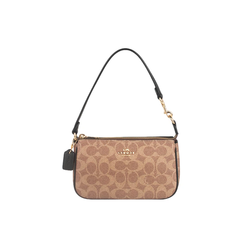 COACH/蔻驰【520礼物】NOLITA19 卡其色配黑色新款印花麻将包