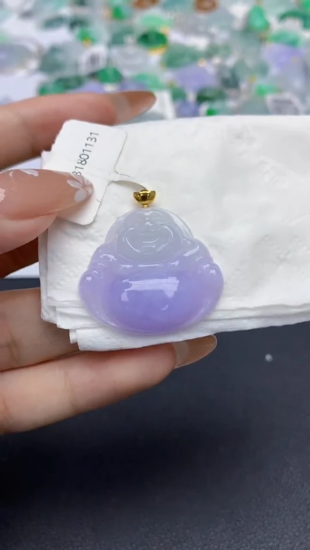 颈饰18K金镶嵌翡翠天然缅甸a货翡翠百元以上9元证书费自理