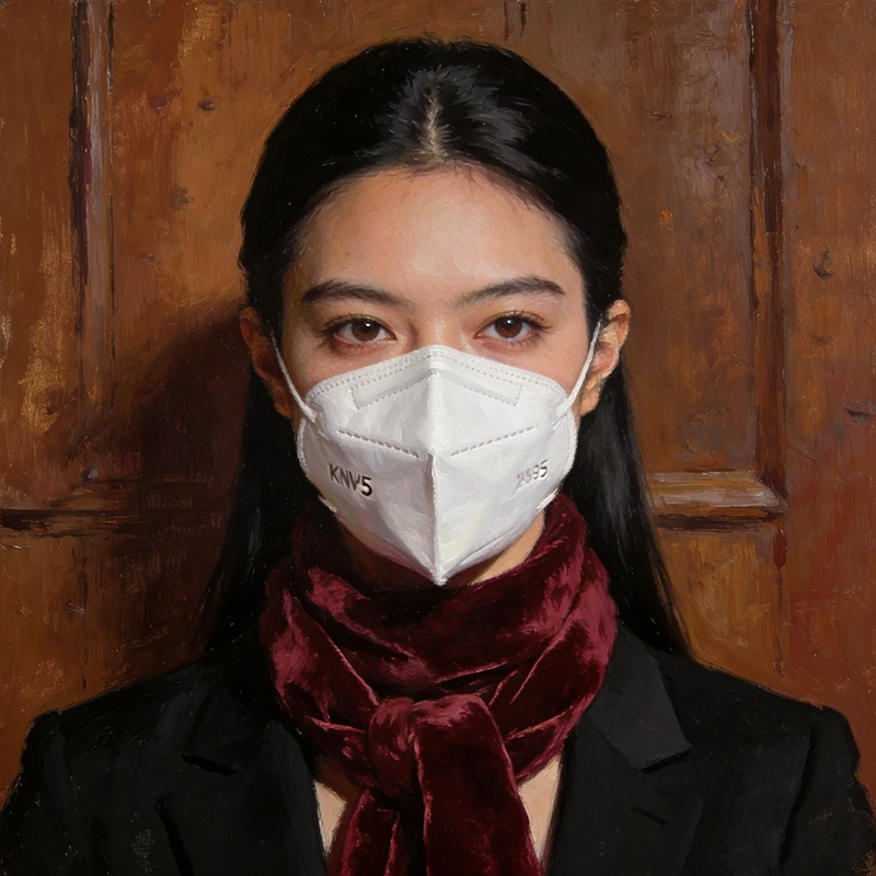 红色围巾围脖/白色口罩*5