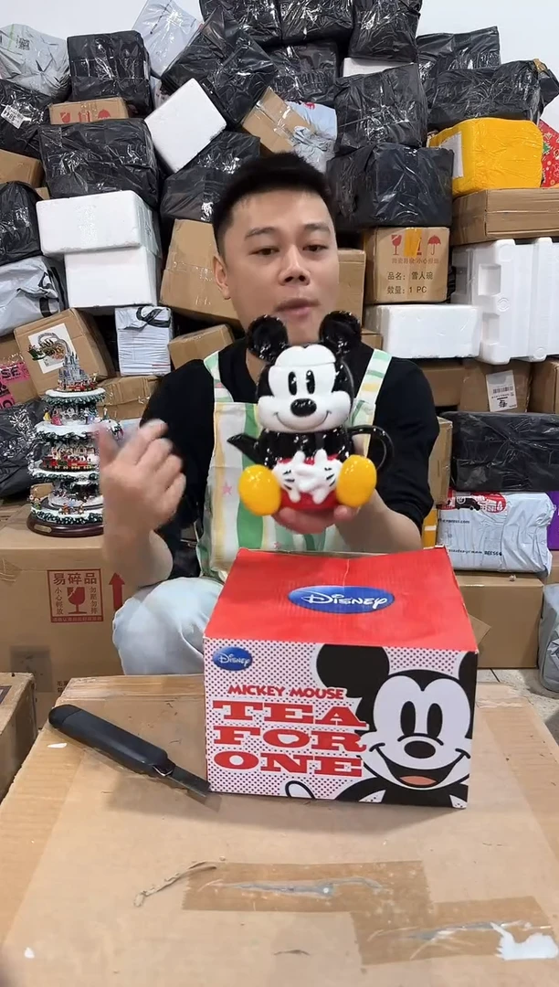 瓷片原盒米奇全身分体茶壶