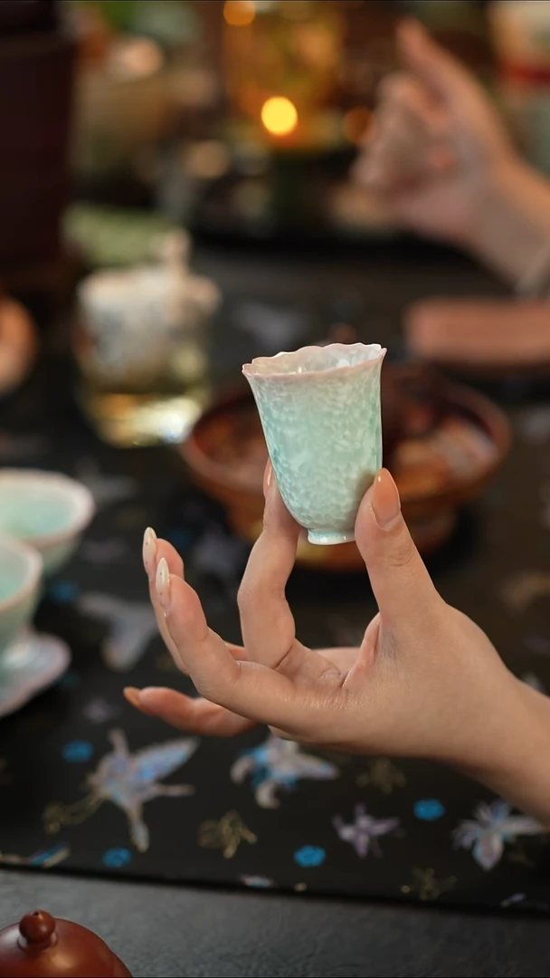 摆件陶窑变结晶釉渐变青-闻香杯