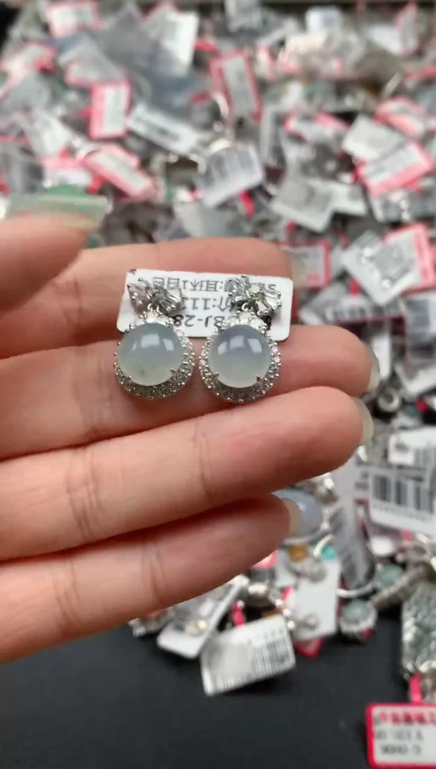 银S925镶嵌戒指翡翠天然A货缅甸翡翠