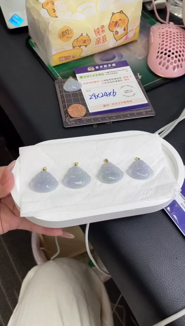 18K金镶嵌挂件翡翠紫底佛公FL8/多样性发其一CP配绳