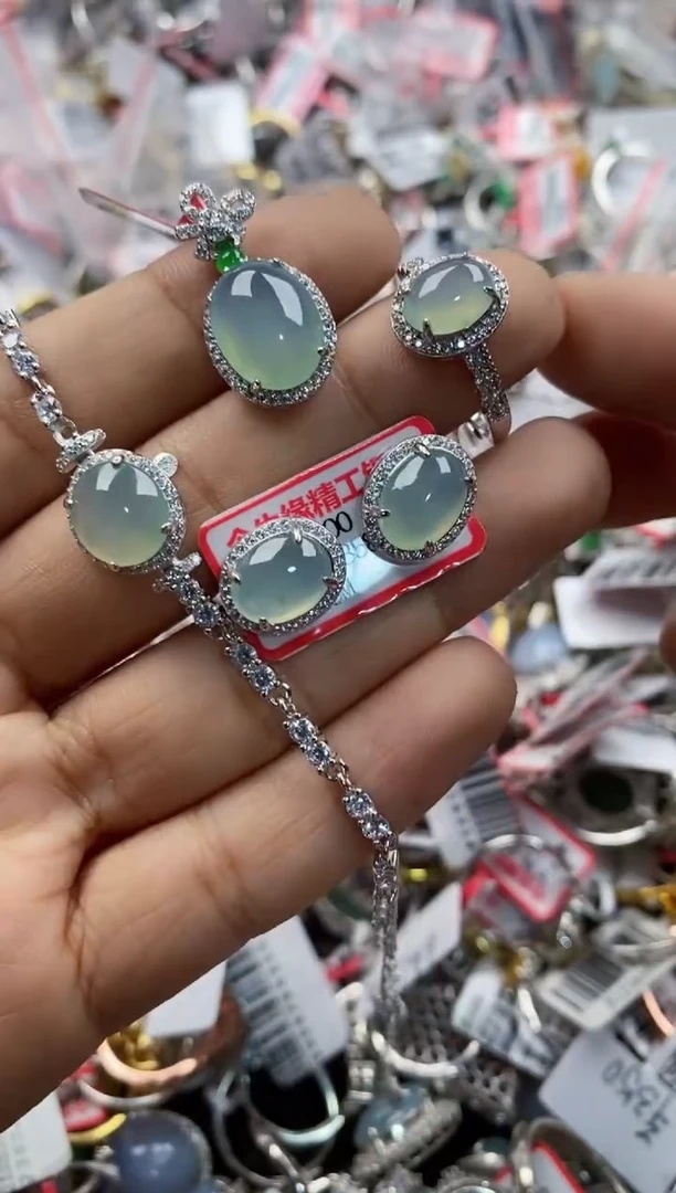 银S925镶嵌戒指翡翠14                5