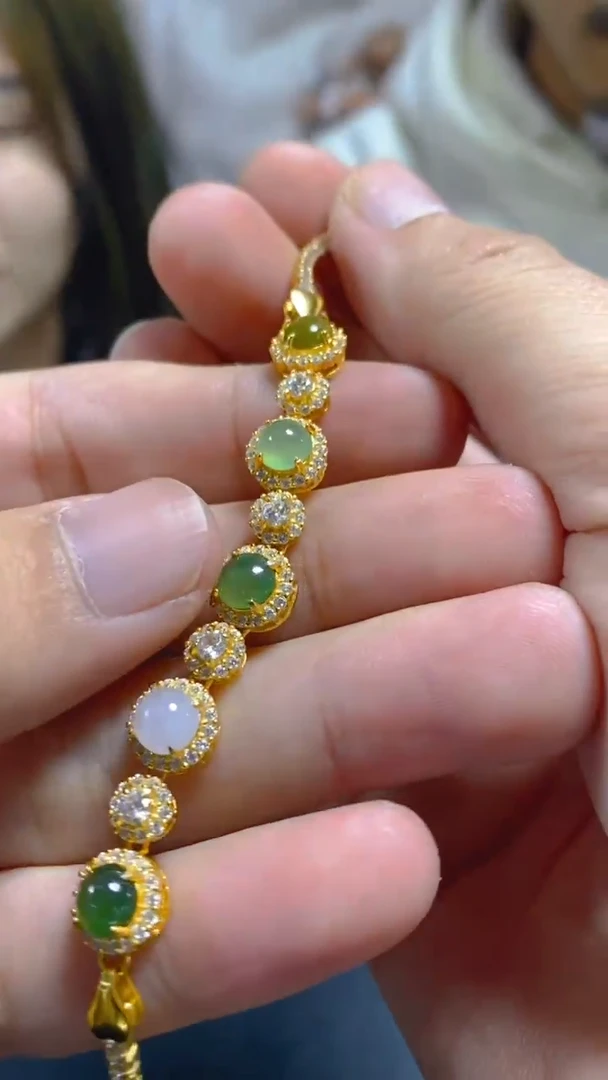 【闪购商品】翡翠手链银S925镶嵌0279326524多样性发一