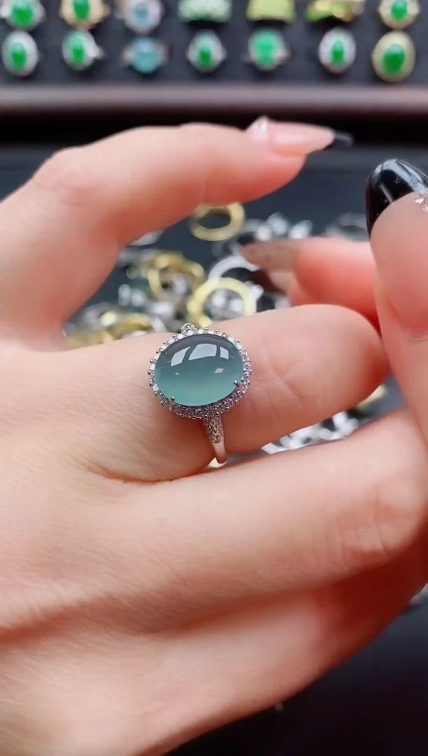 银S925镶嵌戒指翡翠1