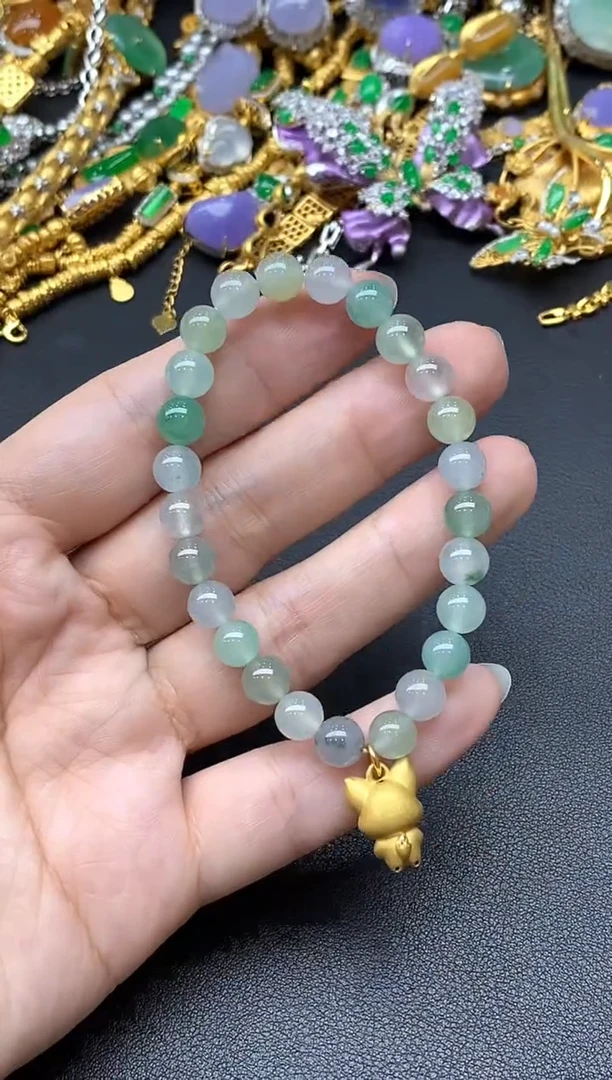 足金镶嵌手链翡翠439-中国好珍宝