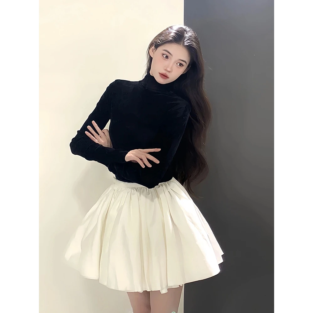 时尚芭蕾风穿搭短裙女春夏新款法式高腰显瘦休闲百搭蓬蓬裙子