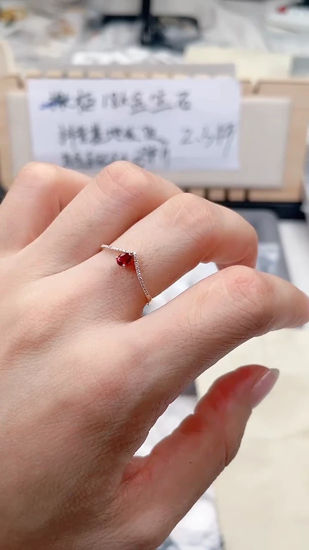 红宝石戒指银S925镶嵌高货