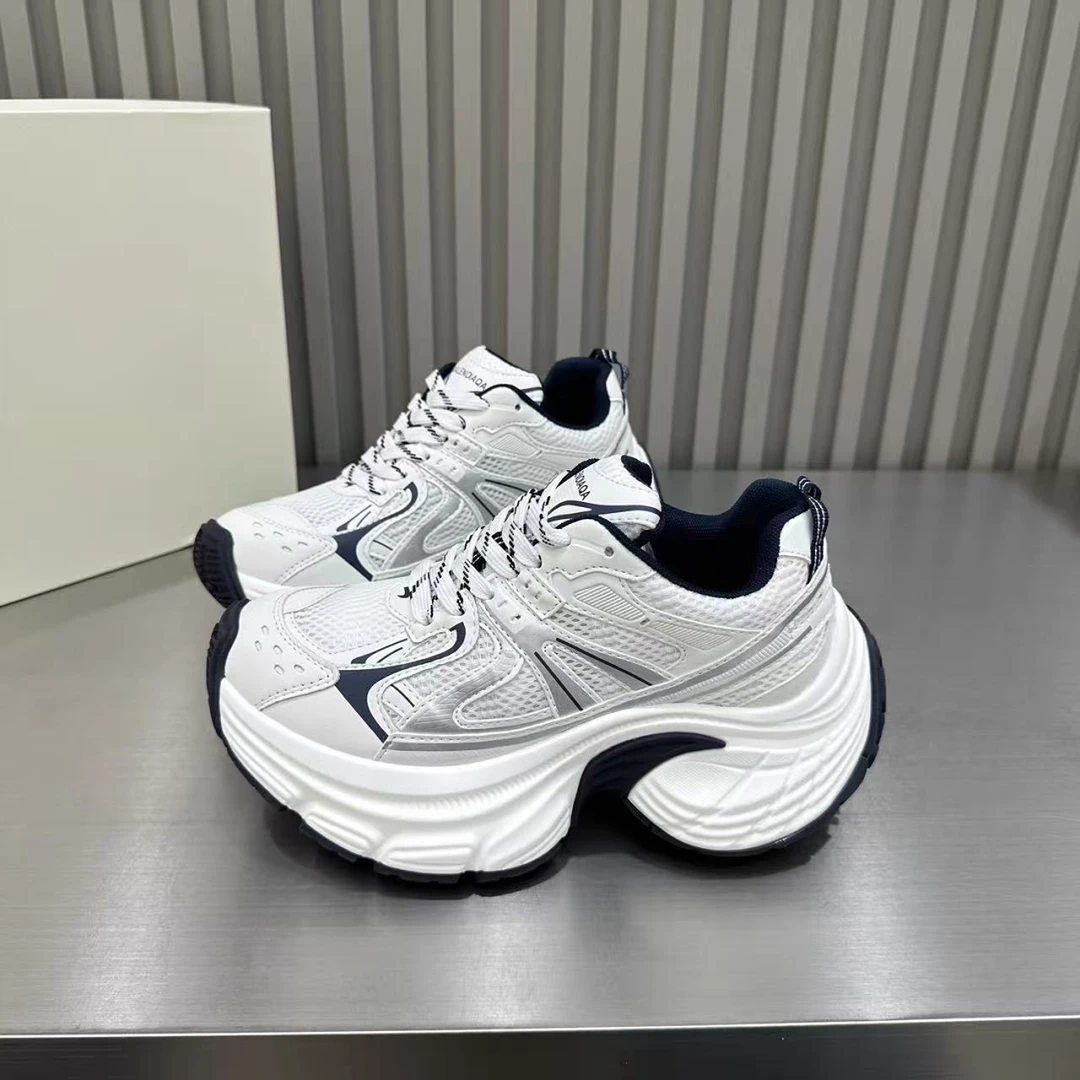 欧洲站秋季新款2025老爹鞋女厚底小个子增高网面舒适休闲运动鞋爆