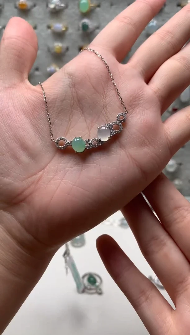 银S925镶嵌戒指翡翠项链12