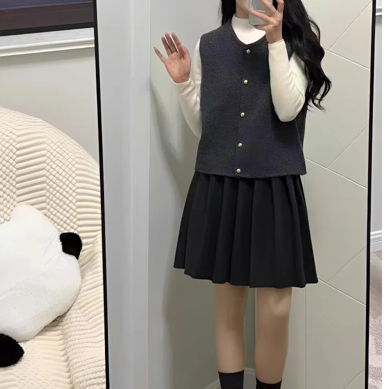 宽松型秋季纯色复古港风冬季马夹马甲百搭韩版秋冬