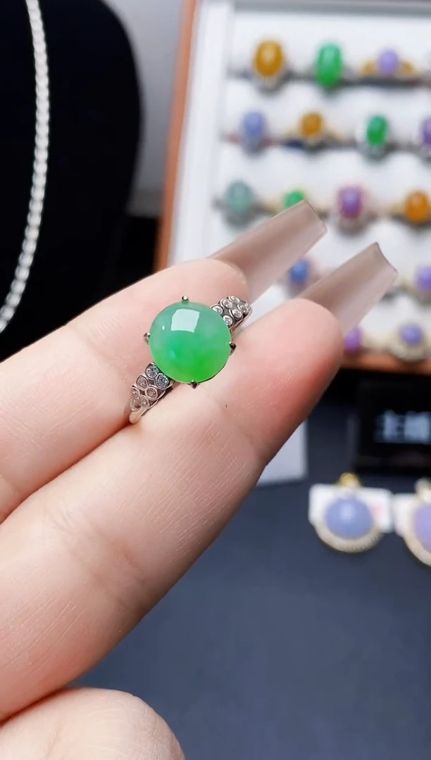 银S925镶嵌戒指翡翠0040