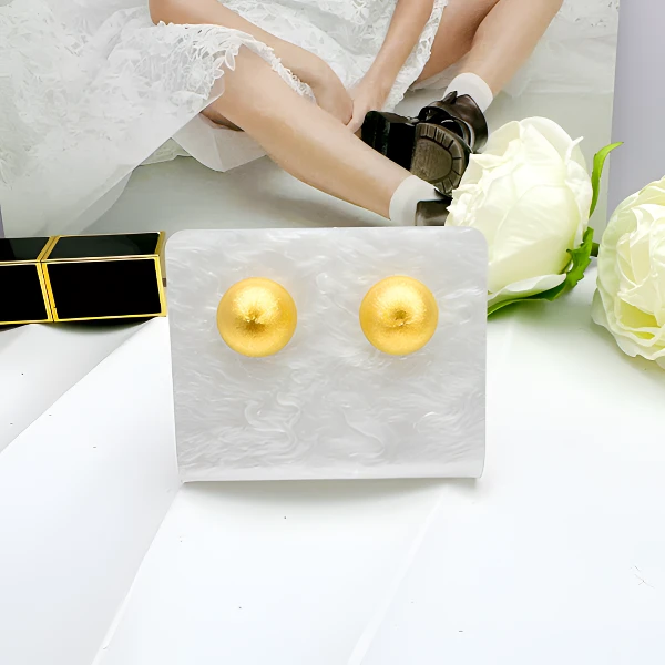 [抖音质检 现货]5D黄金时尚半压纹圆圈直针耳钉足金999