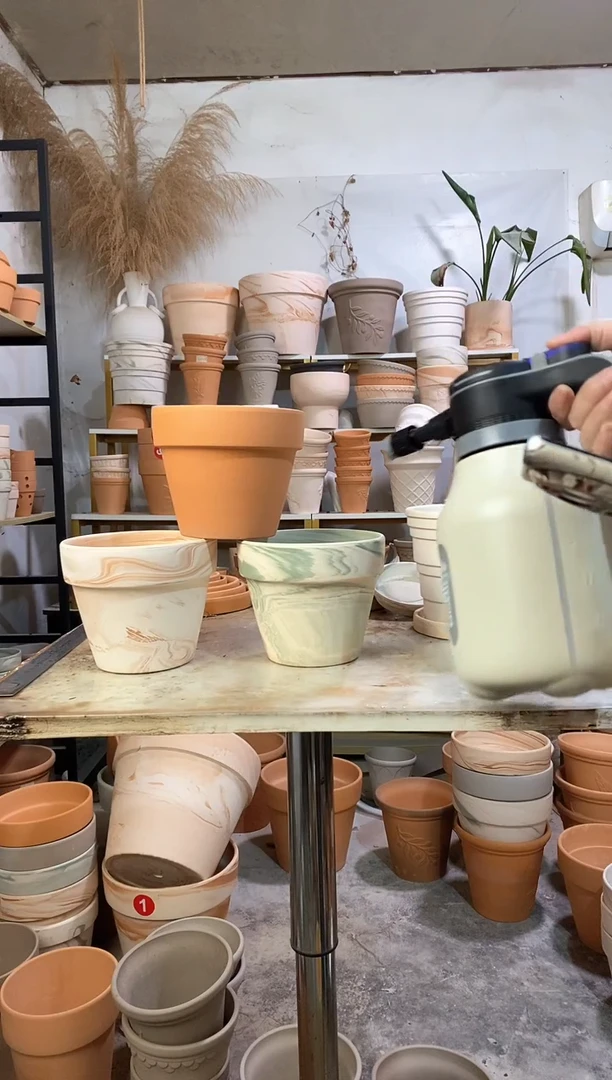 16*13陶盆3色组合 3盆无托